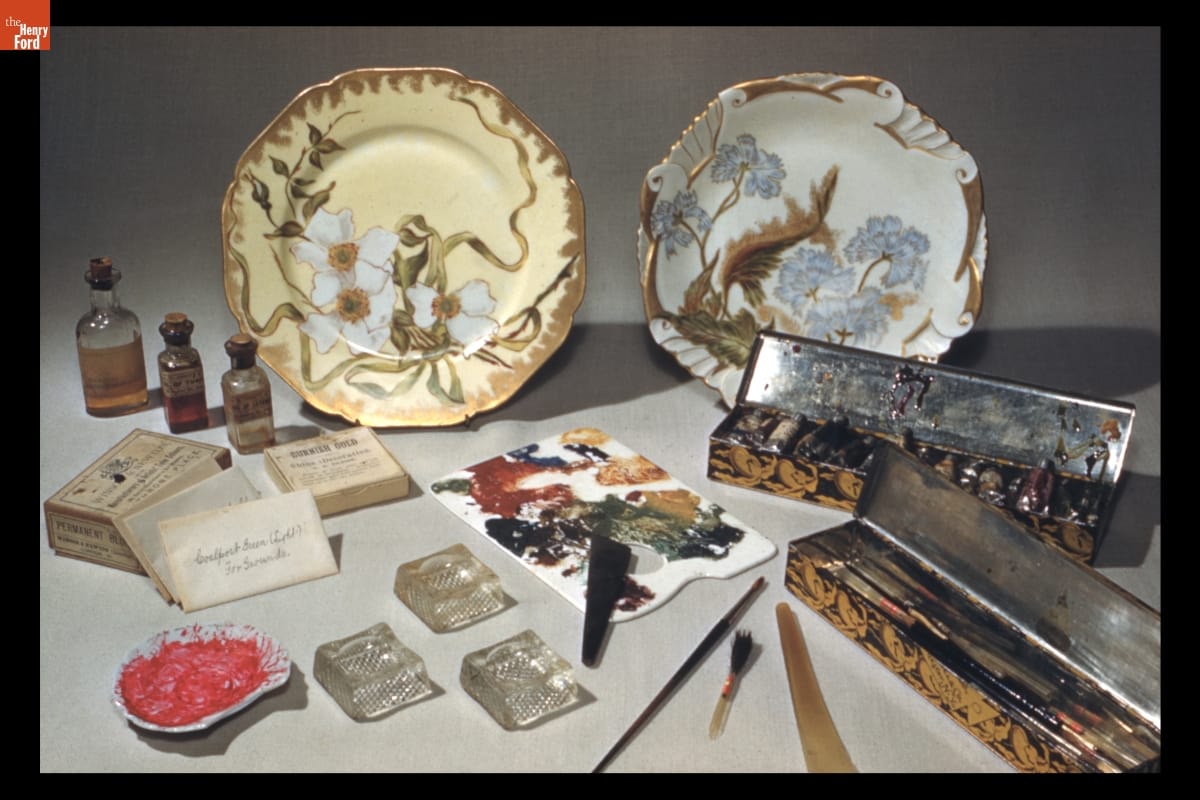 China Painting Kit and Painted Porcelain Plates
