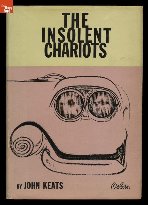 Pink and white book cover with text and image of part of car bumper
