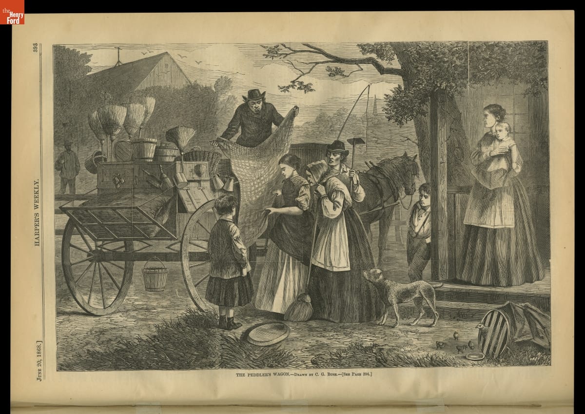 Harper's Weekly, Volume 12, 1868 Magazine page of people selling items