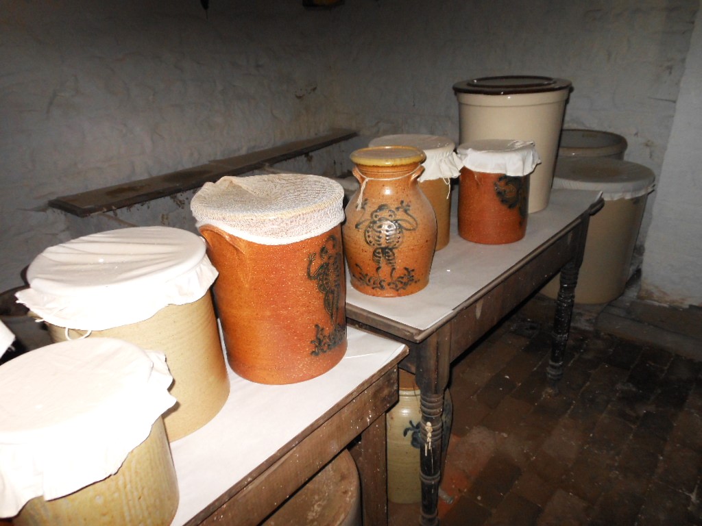 Crocks in Firestone Farm House Cellar Crocks in Firestone Farm House Cellar