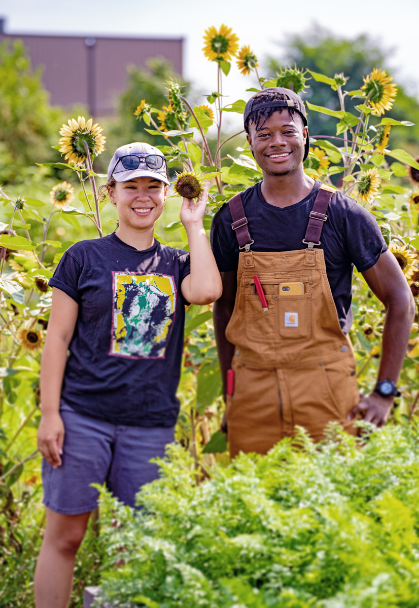 DSC06579_blur Lola Gibson-Berg and Akello Karamoko at Keep Growing Detroit's farm in the Eastern Market district