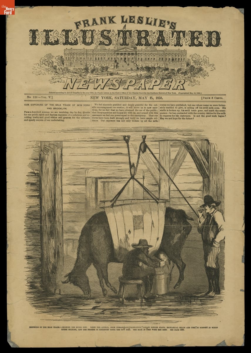thf703416 "Milking the Dry Cow" from Frank Leslie's Illustrated Newspaper, May 15, 1858