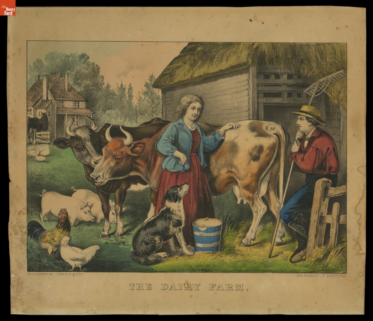 thf705089 Lithograph, "The Dairy Farm," circa 1874