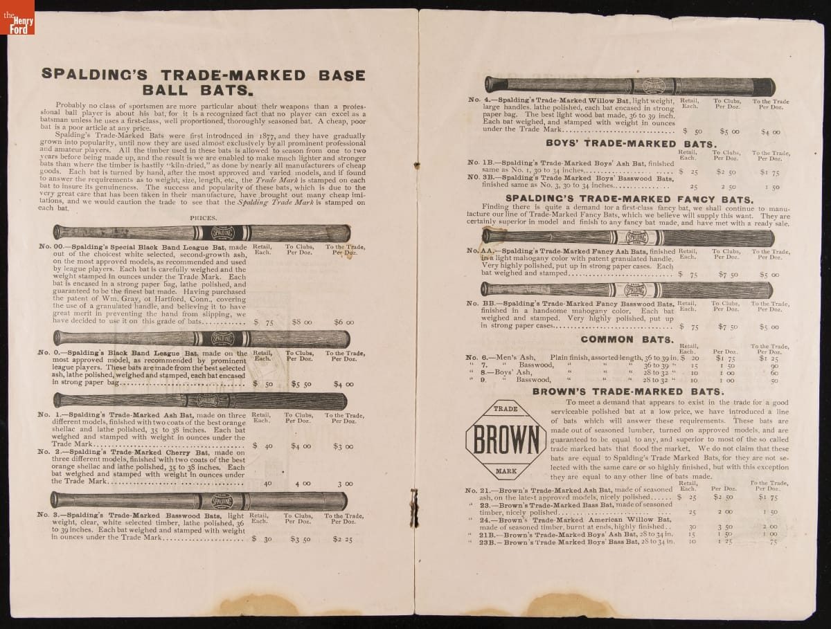 Page with text and images of baseball bats