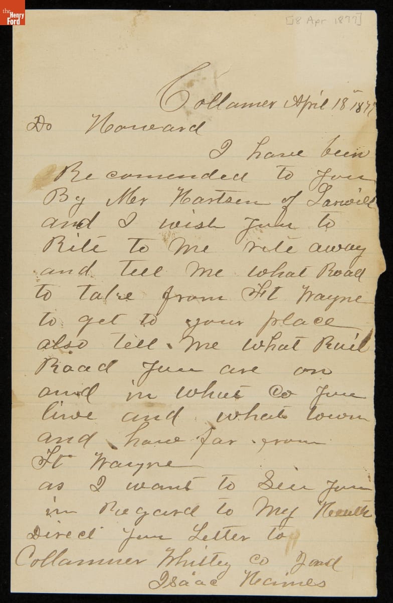 Letter handwritten in cursive