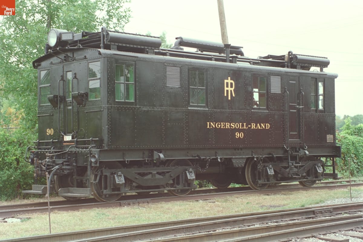 Ingersoll-Rand Number 90 Diesel Locomotive, 1926 Black rail car on railroad tracks