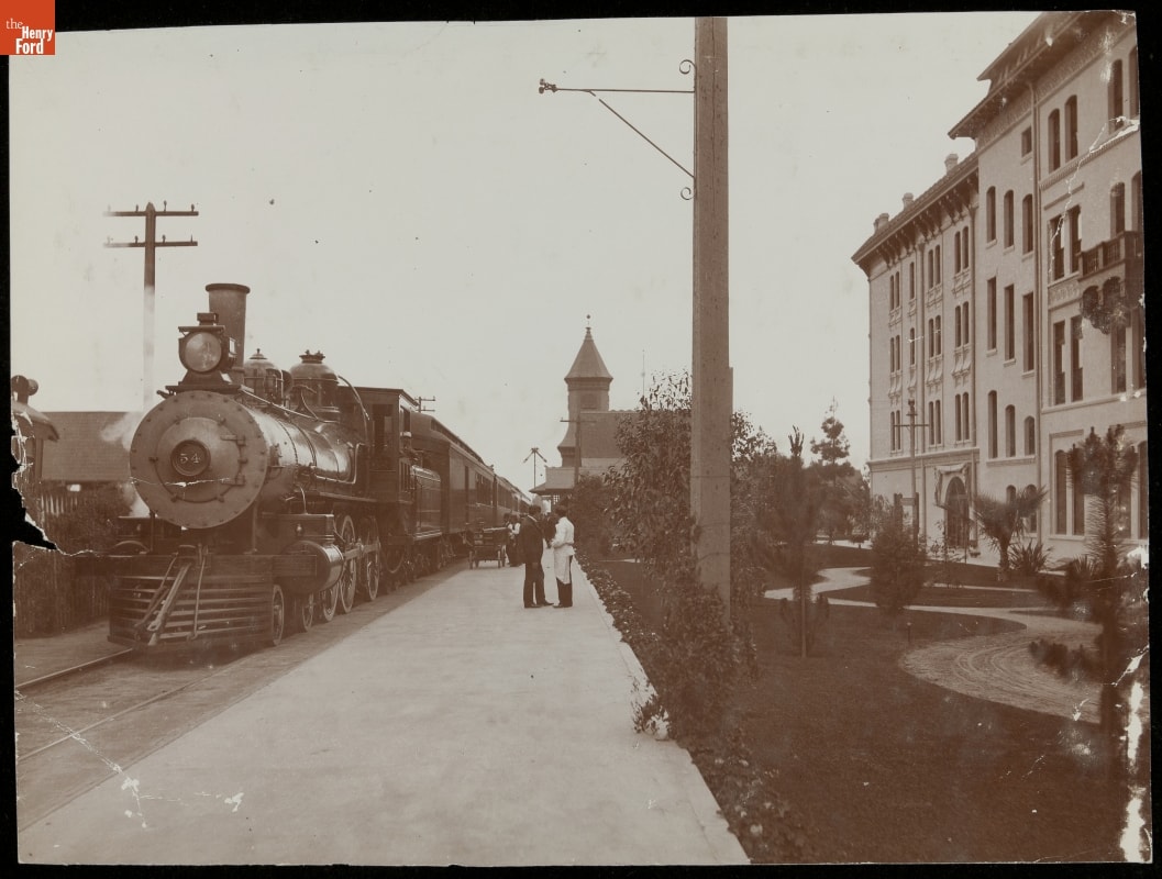 thf204906 Passenger Train at a Railroad Station, circa 1910