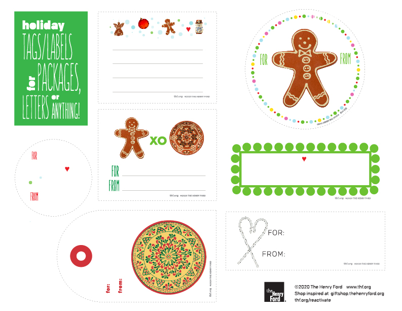 Holiday gift tags in a variety of shapes and styles