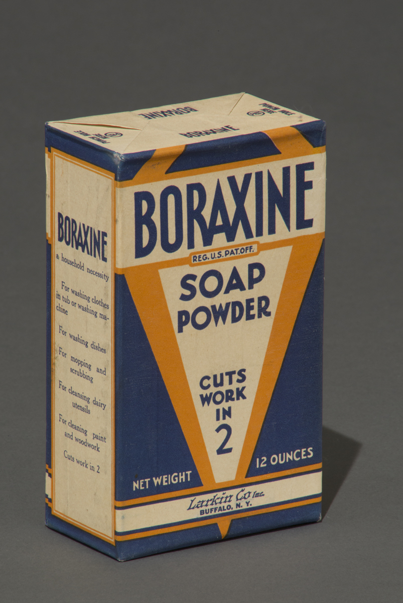Blue, orange and white box with text