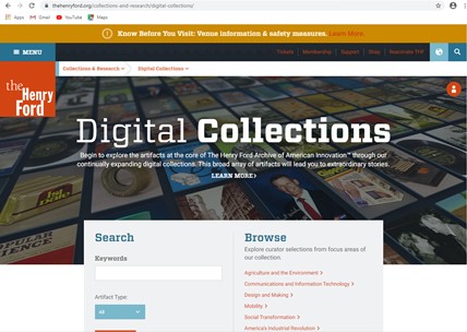 Webpage with images, text, and search box