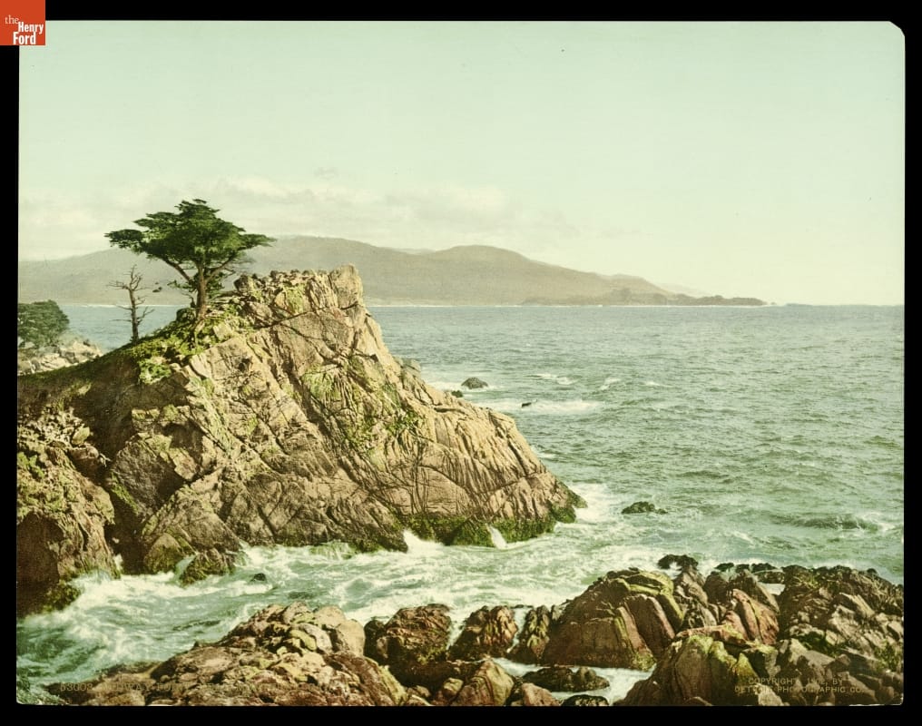 "Midway Point near Monterey, California," 1902 Rocky cliffs or bluffs at the edge of a large body of water